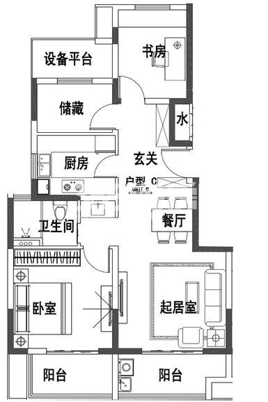 新城北宸紫郡c户型91平米_合肥新城北宸紫郡_合肥新房网_365淘房